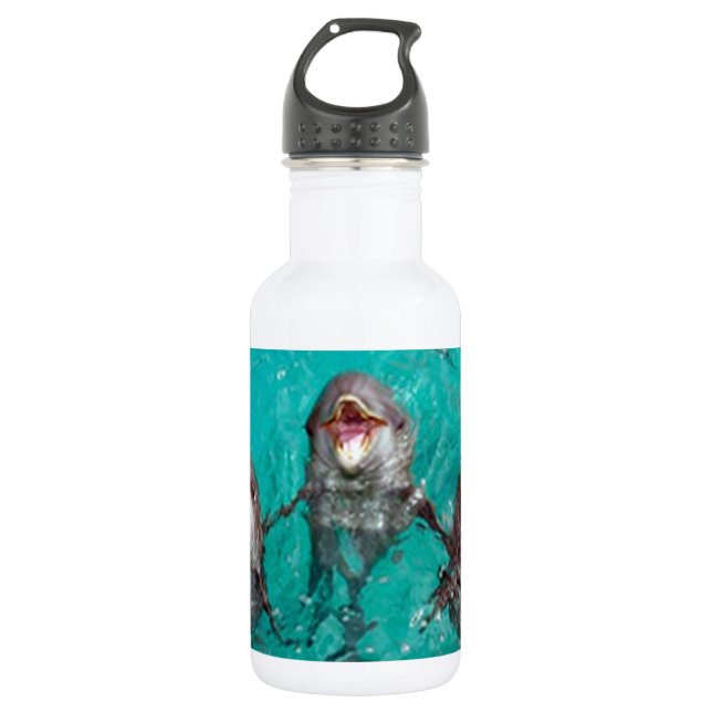 Three Dolphins in the ocean Stainless Steel Water Bottle (Front)