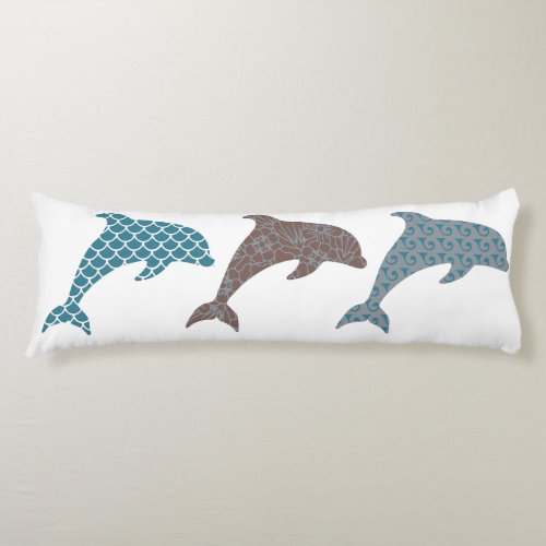 Three Dolphins Jumping in a Row Body Pillow