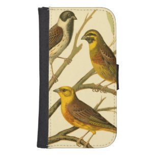 Three Domestic Birds Perched on a Branch Phone Wallet