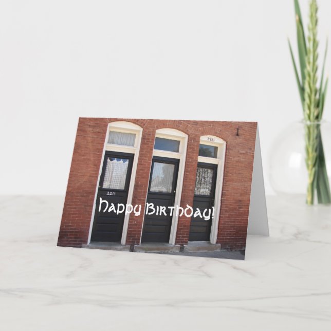 Three Doors, Happy Birthday! Card (Front)