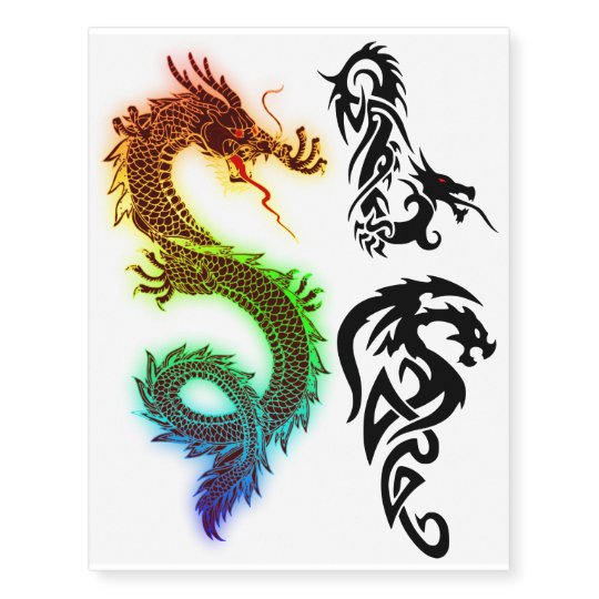 Three Dragons Temporary Tattoos