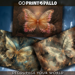 Three dreamy abstract butterflies -  wrapping paper sheets
