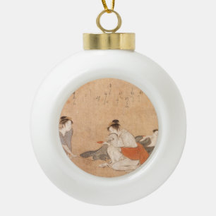 Three Drunken Women Japanese Art Torii Kiyonaga Ceramic Ball Christmas Ornament
