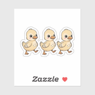 Three Ducklings Walking in a Row – Cute Sticker