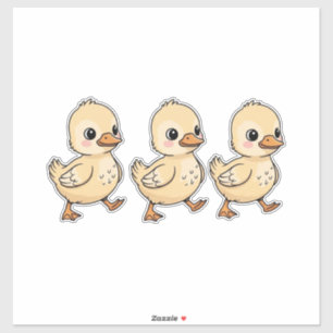 Three Ducklings Walking in a Row – Cute Sticker