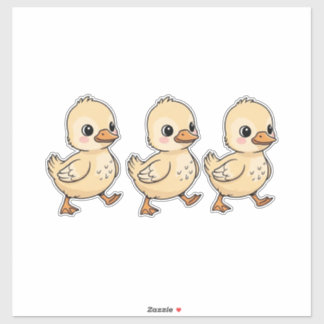 Three Ducklings Walking in a Row – Cute Sticker
