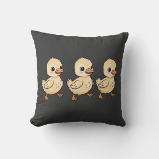 Three Ducklings Walking in a Row – Cute Throw Pillow
