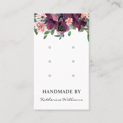 Three Earring Display Card  Burgundy Watercolor