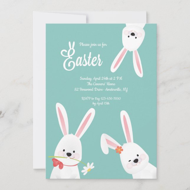 Three Easter Bunnies Invitation (Front)