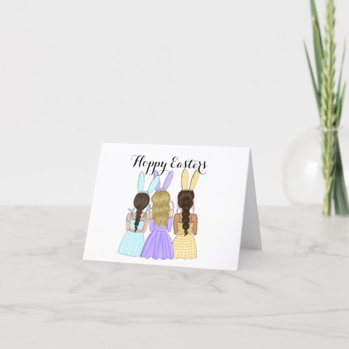 Three Easter Friends in Bunny Ears Holiday Card