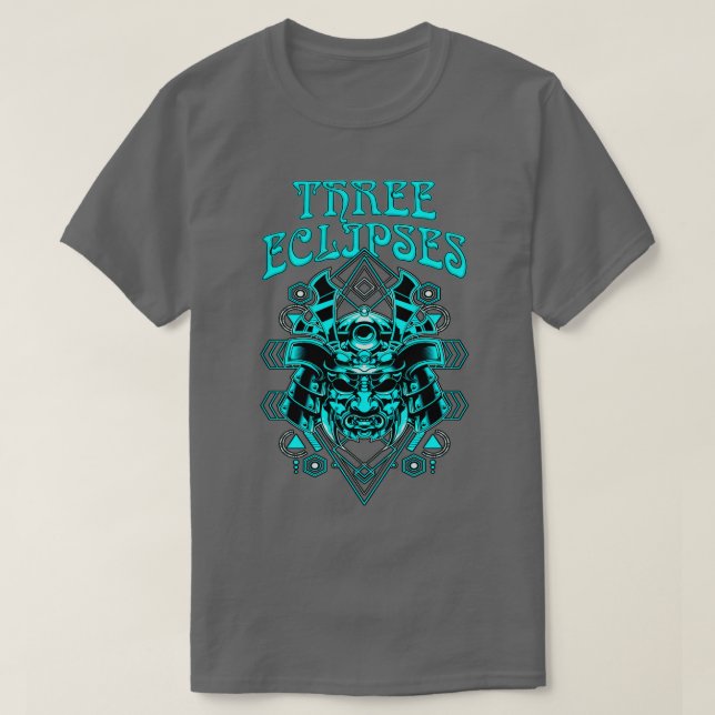 Three Eclipses Japanese Cyborg Samurai Demon Oni M T-Shirt (Design Front)