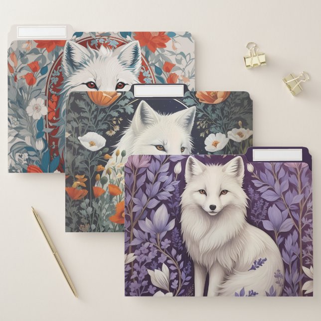 Three Elegant Arctic Foxes File Folder (Set)