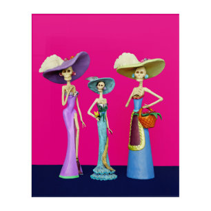 Three Elegant Catrinas Acrylic Wall Art