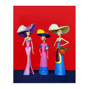 Three Elegant Catrinas Acrylic Wall Art