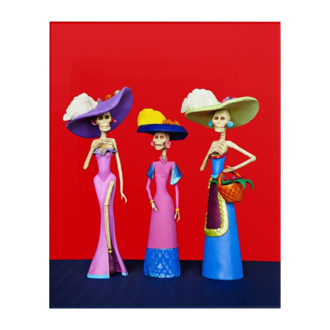 Three Elegant Catrinas Acrylic Wall Art (Front)
