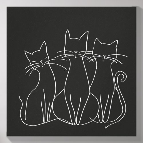 Three Elegant Cats - Minimalist Wall Art Canvas Photo Tile