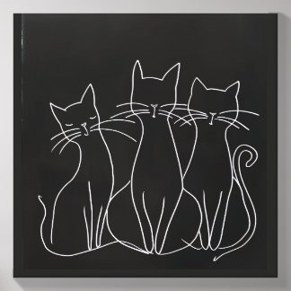 Three Elegant Cats - Minimalist Wall Art Canvas Photo Tile