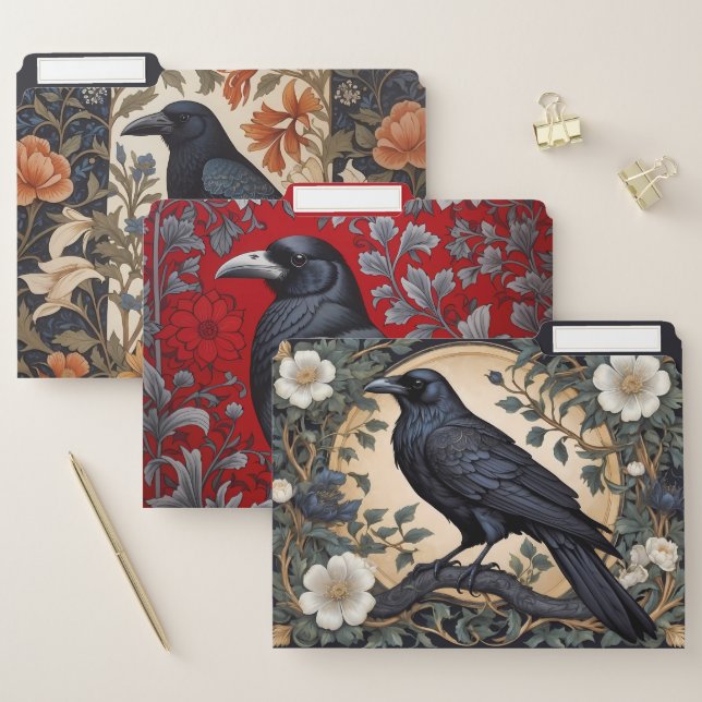 Three Elegant Gothic Ravens  File Folder (Set)