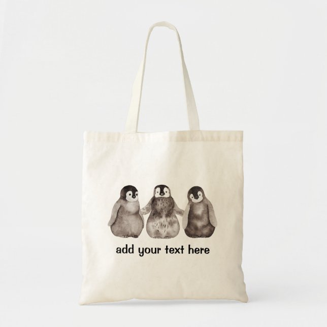 Three Emperor Penguins Personalized  Tote Bag (Front)