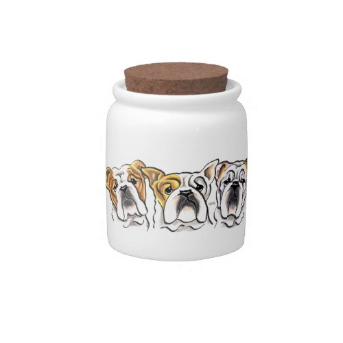 Three English Bulldogs Candy Jar