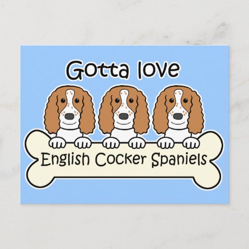 Three English Cocker Spaniels Postcard