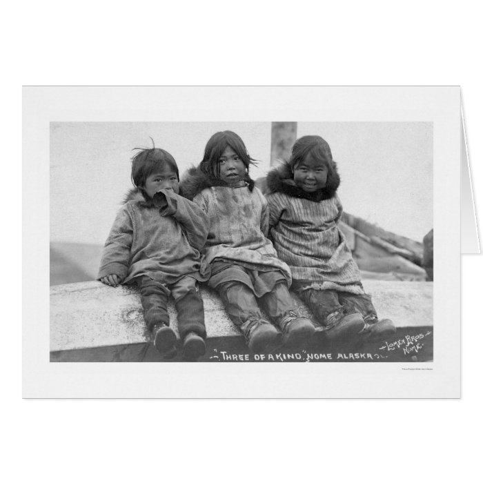 Three Eskimo Children Nome 1908 Greeting Card