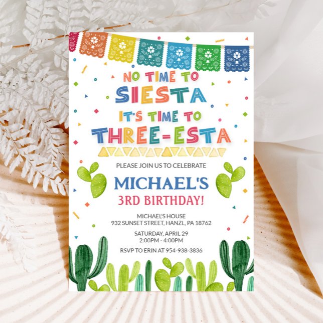 Three Esta Birthday Invitation | Fiesta 3rd Invite (Creator Uploaded)