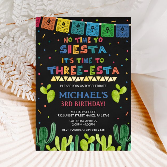 Three Esta Birthday Invitation | Fiesta 3rd Invite (Creator Uploaded)
