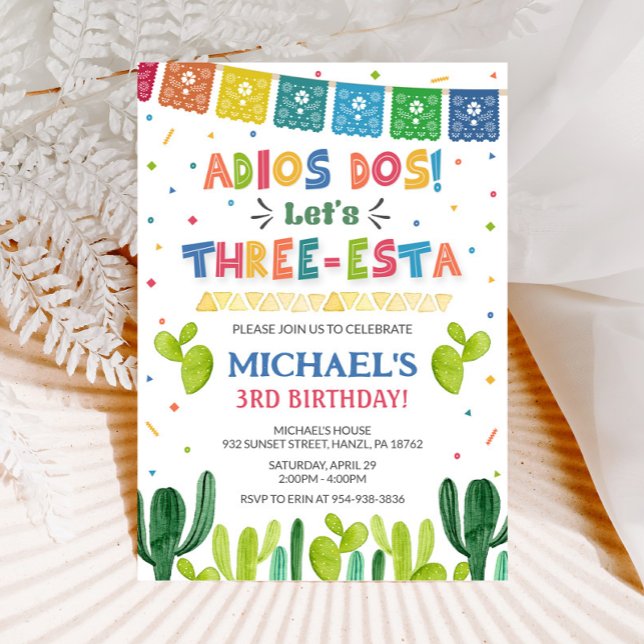 Three Esta Birthday Invitation | Fiesta 3rd Invite (Creator Uploaded)