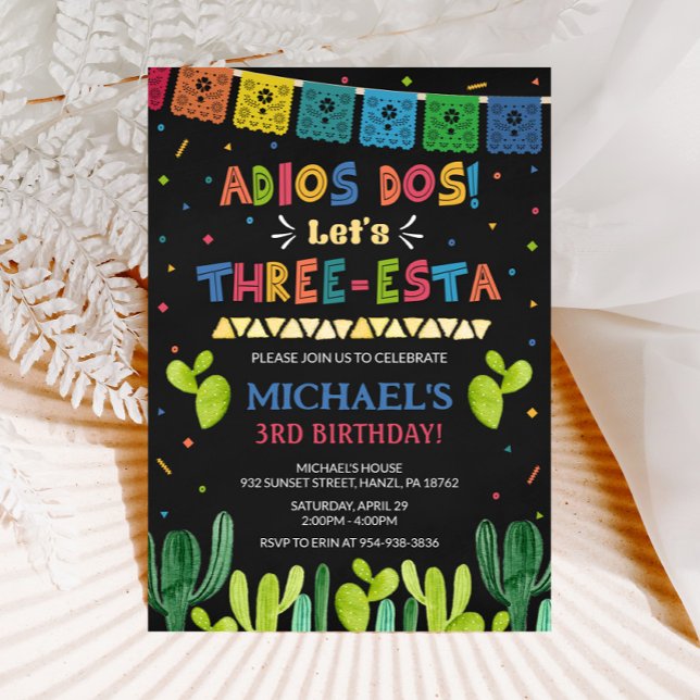Three Esta Birthday Invitation | Fiesta 3rd Invite (Creator Uploaded)