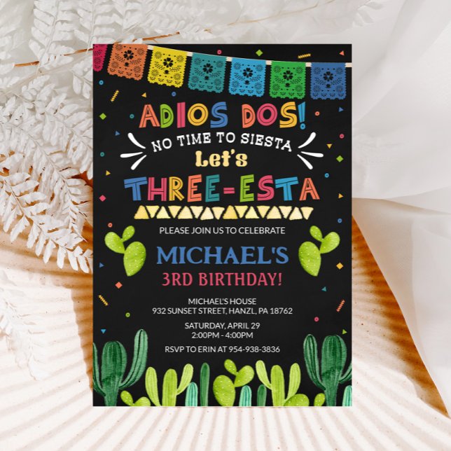 Three Esta Birthday Invitation | Fiesta 3rd Invite (Creator Uploaded)