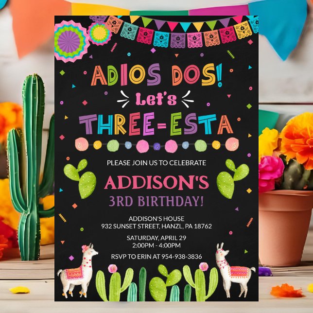 Three Esta Birthday Invitation | Fiesta Invite (Creator Uploaded)