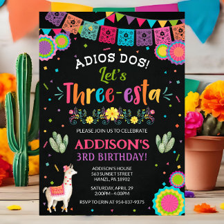 Three Esta Birthday Invitation | Fiesta Invite