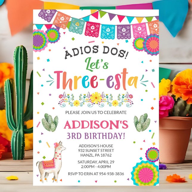 Three Esta Birthday Invitation | Fiesta Invite (Creator Uploaded)
