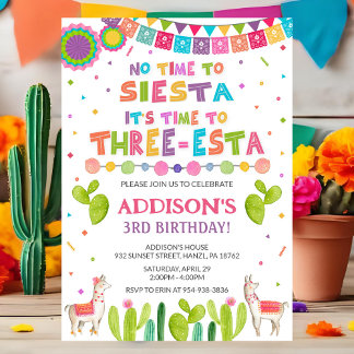 Three Esta Birthday Invitation | Fiesta Invite