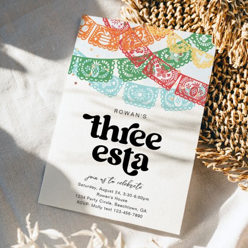 Three_Esta Birthday Invitation  Fiesta Invite