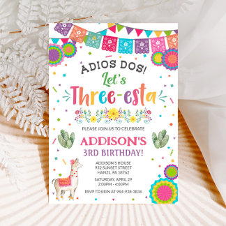Three Esta Birthday Invitation | Fiesta Invite