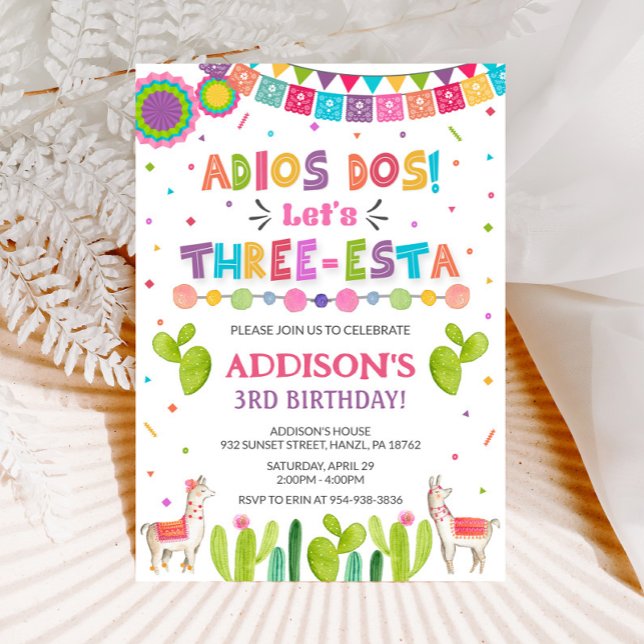 Three Esta Birthday Invitation | Fiesta Invite (Creator Uploaded)