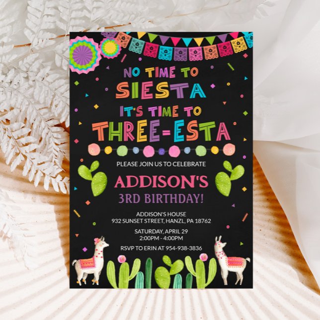 Three Esta Birthday Invitation | Fiesta Invite (Creator Uploaded)