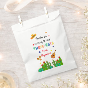 Three Esta Fiesta 3rd birthday party Favor Bag