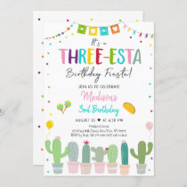 Three-esta Fiesta Cactus Girl Birthday Invitation