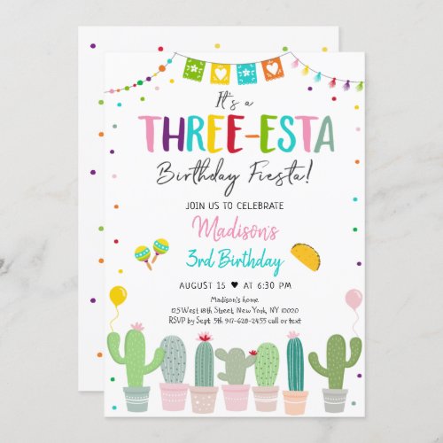 Three_esta Fiesta Cactus Girl Birthday Invitation