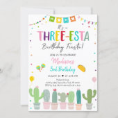 Three-esta Fiesta Cactus Girl Birthday Invitation (Front)
