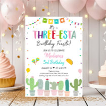 Three-esta Fiesta Cactus Girl Birthday Invitation