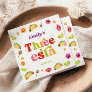 Three Esta Fiesta Taco Tuesday 3rd Birthday Party Napkins