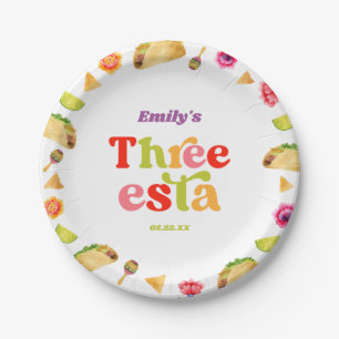 Three Esta Fiesta Taco Tuesday 3rd Birthday Party Paper Plates