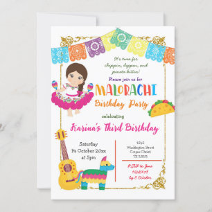Three-esta Girl Mexican Birthday Invitation