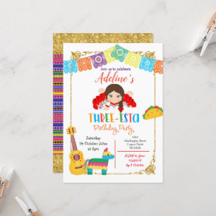 Three-esta Mexican Girl Birthday Invitation