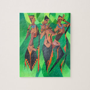 Three Ethnic Traditional Black Women Dancing Jigsaw Puzzle