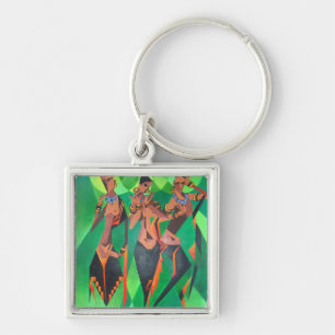 Three Ethnic Traditional Black Women Dancing Keychain